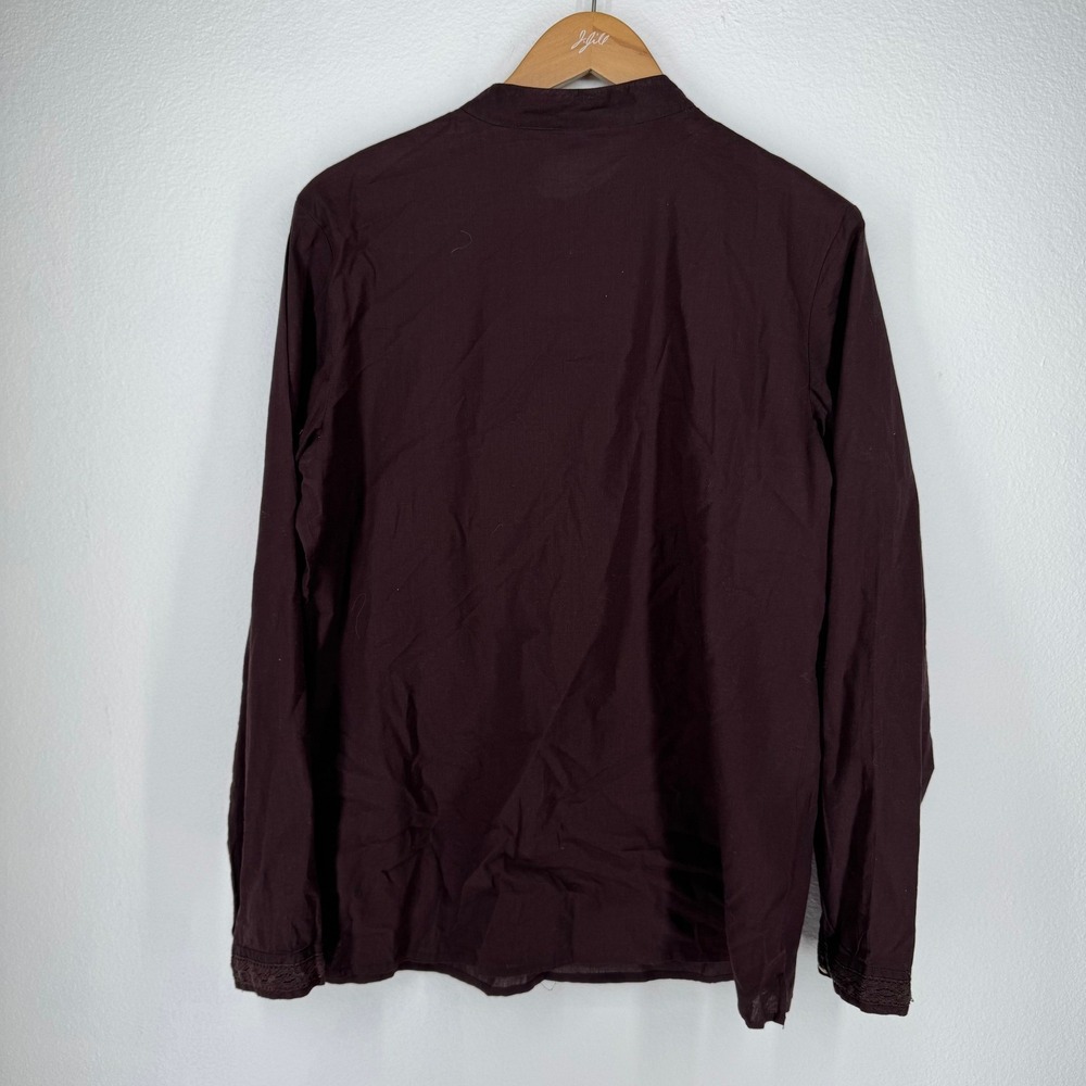 Vintage Peasant Button Shirt Large Brown Yoke Western Prairie Country Granola - Picture 5 of 6